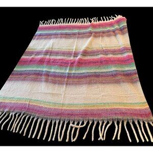Free People Blanket Fringe Stripe 70” x 50” Ultra Soft Striped Throw $78 NWOT